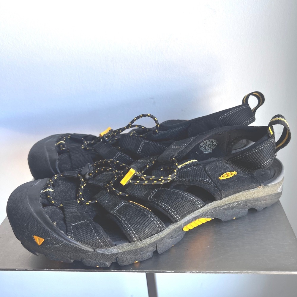 KEEN Cycling Sandals Mens 9.5 Black Yellow Waterproof SPD Cleat Bike Shoes